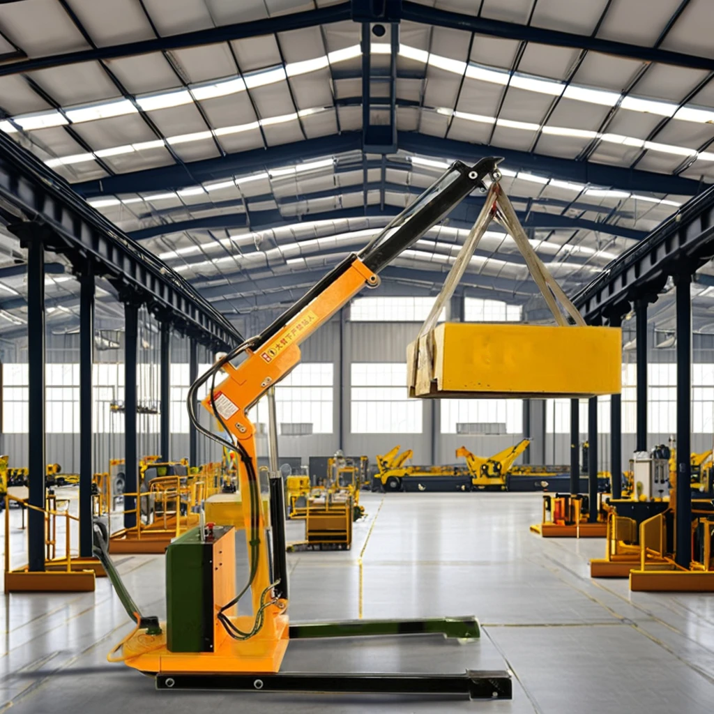 Counterbalanced Floor Mini manual Automatic Hydraulic Portable Electric Driven Telescopic Arm Powered Crane Construction Hoist