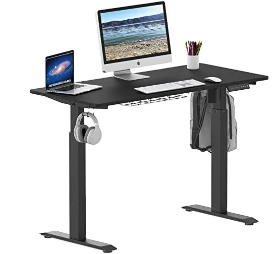 Single Motor 160cm Electric Desk Height-adjustable Fabric White Standing Desk