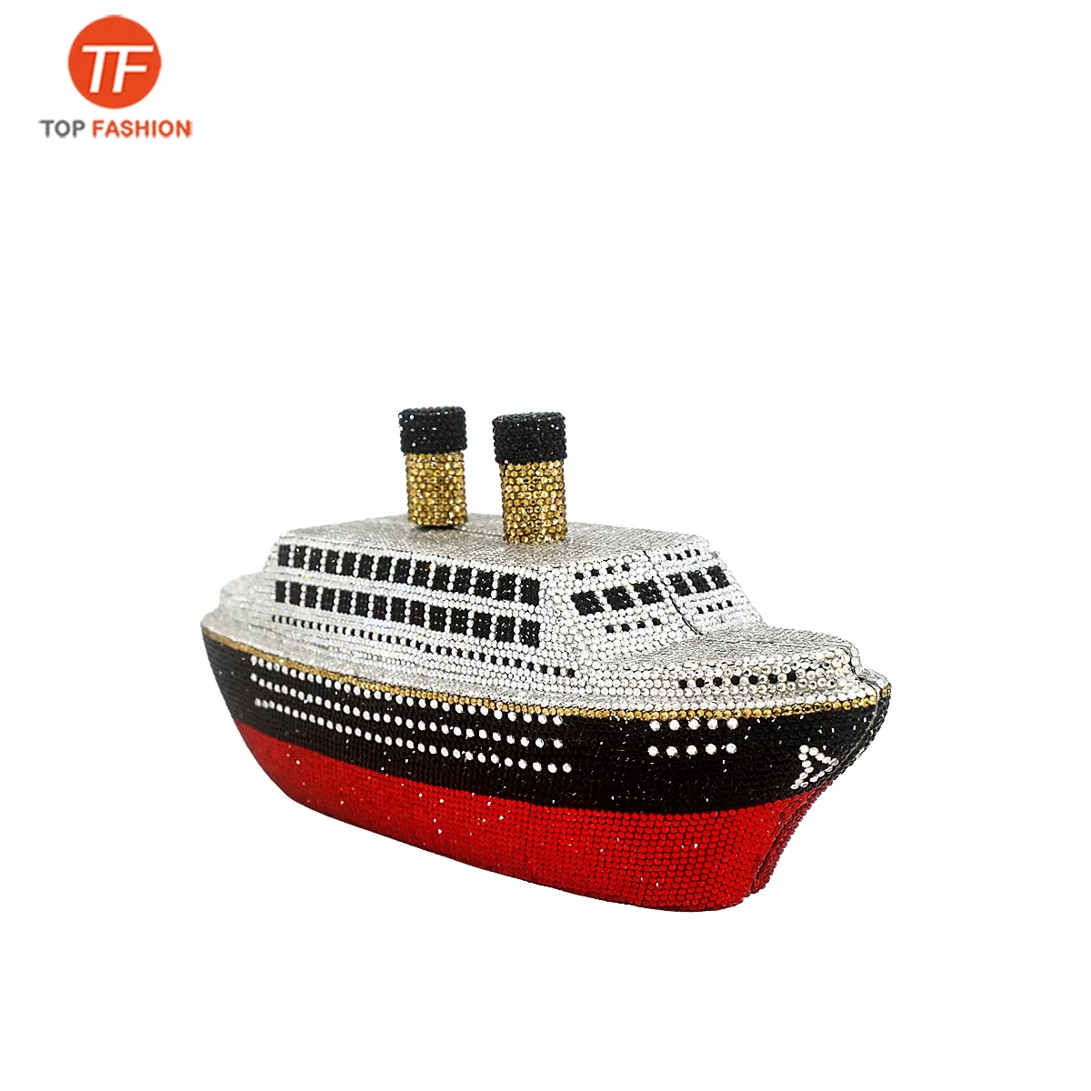 
China Factory Wholesales Unique Fully Crystal Rhinestone Clutch Evening Bag For Formal Party 3D Cruise Ship Minaudiere Purse 