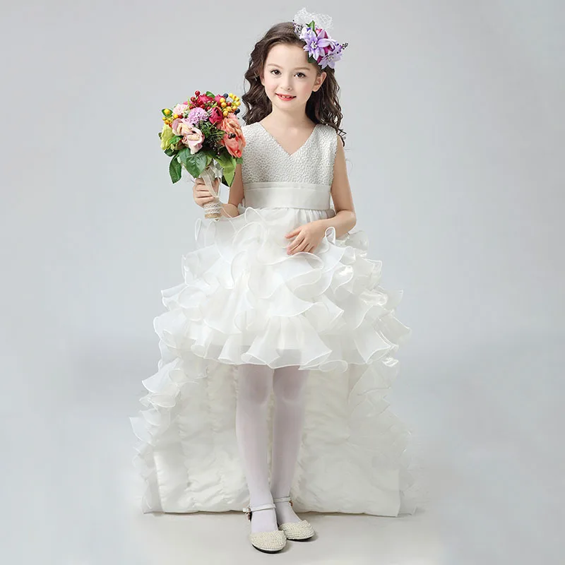 Lace Dress Woven Cotton Wholesale Princess Children Yellow Wedding Kids Dresses