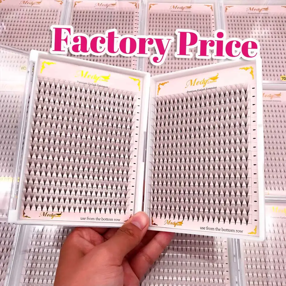 factory wispy premade volume fans eyelash extension promade korean pbt faux mink silk volume hand made short stem fan eyelashes