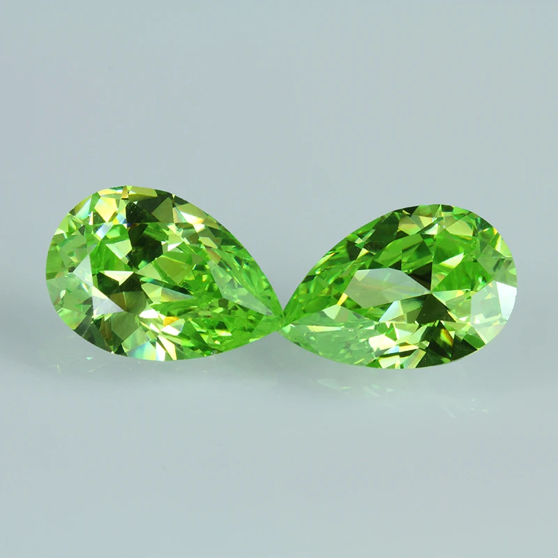Cheap Price High Quality Pear Cut Green Color Preciosa Mystic Zirconia Cubic Zirconia CZ Stone Bulk Loose Stones Wholesale Price
