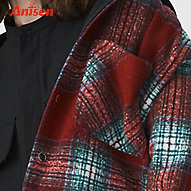 
plaids hoodies quilted jacket customized streetwear windbreaker flannel shirt jacket 