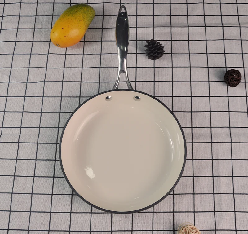 Stainless steel handle skillet enamel light cast iron frying pan cookware