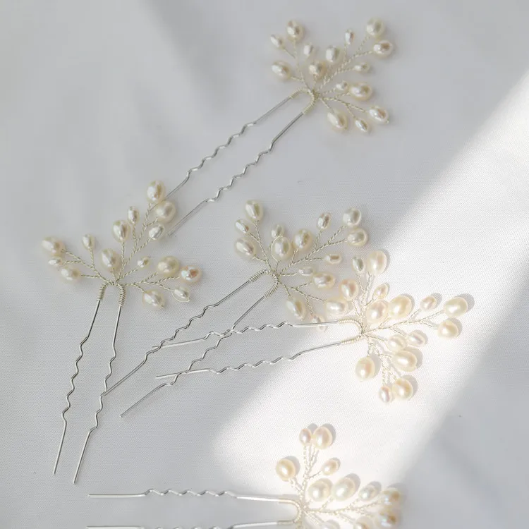 SLBRIDAL ручной проводной пресноводным жемчугом свадебные заколки для волос аксессуары для волос стикеры женская обувь для подружки невесты; Украшения для волос аксессуары для волос