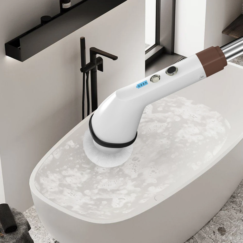 Waterproof Electric Spin Scrubber for Home Adjustable Extension Cleaning Brush Bathroom Power Shower Scrubber Cleaner Tool