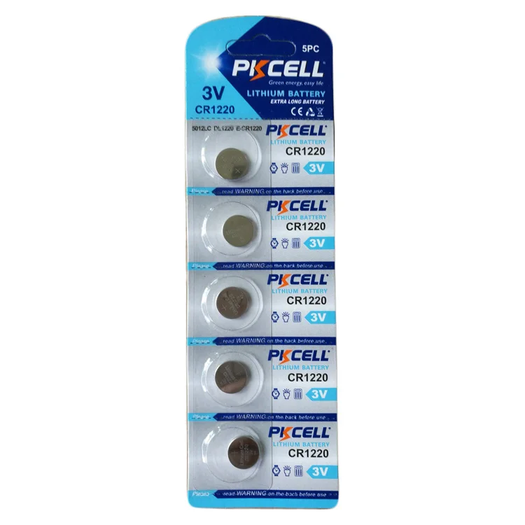 Pkcell high quality lithium battery cr1220 3v button cell cr 1220