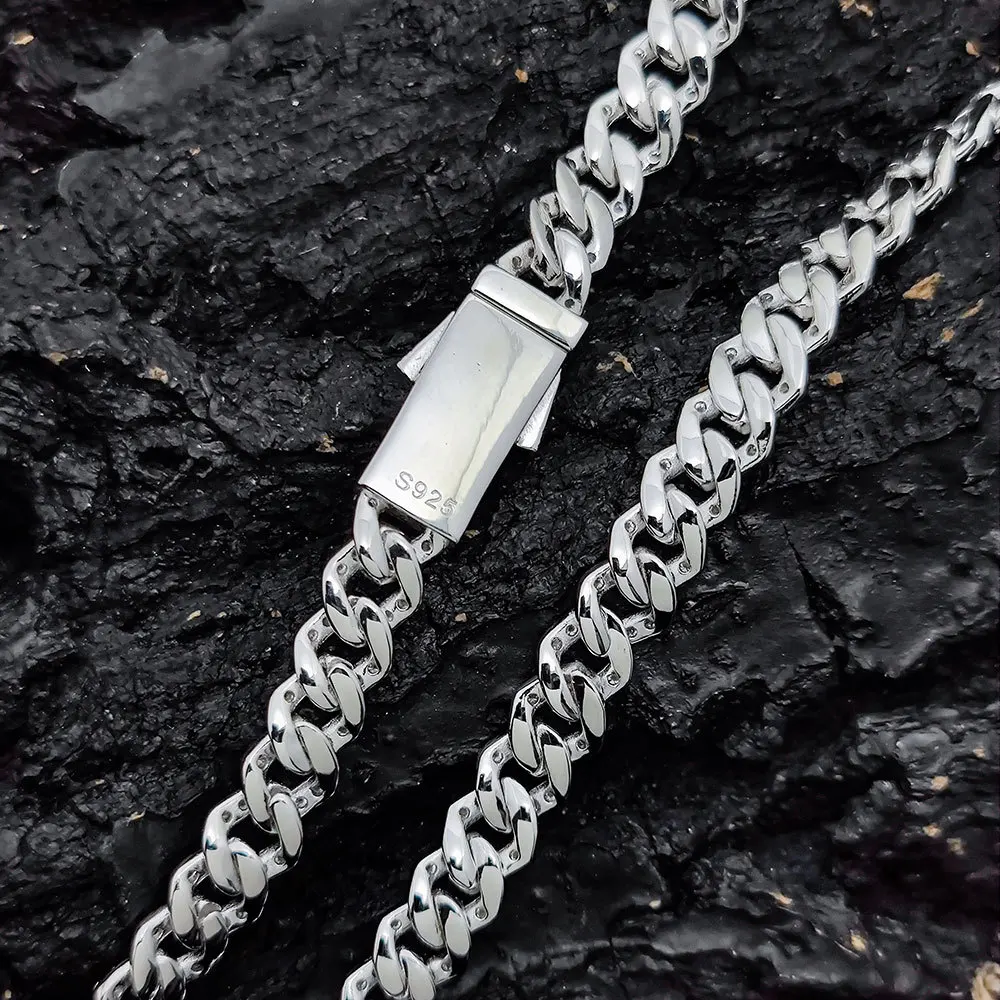 New Arrival Hip Hop Necklace Fashion S925 Silver Individuality Moissanite Diamond-Shaped Cuban Chain Black People Men Necklace