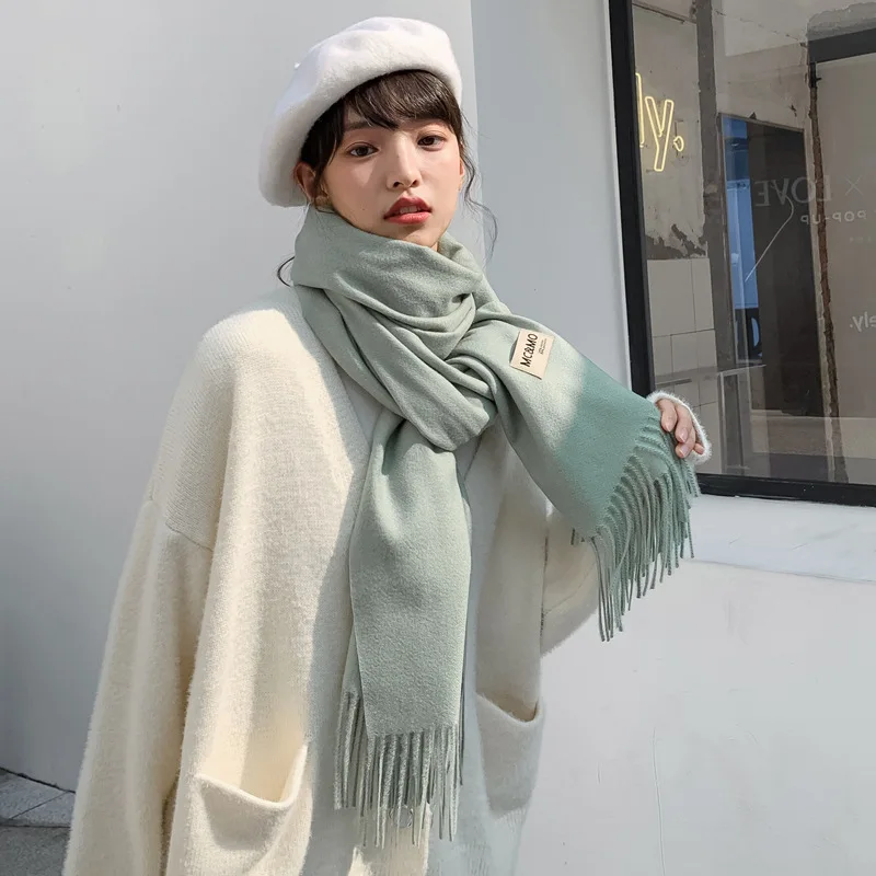 Customized wholesale high quality fashion  Winter Warm women Scarf Cashmere Wool Knit women Scarf