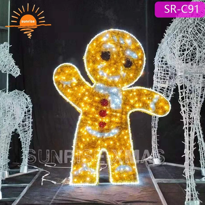 3D large  outdoor commercial giant LED lighted Christmas Ginger bread decoration for shopping mall