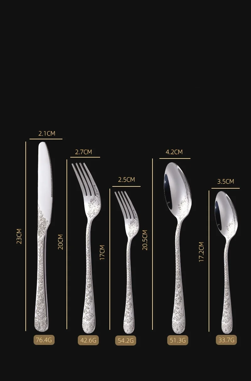 Knife, fork, stainless steel hammer, sand polishing tableware set, restaurant wedding gold tableware set Stainless Steel Cutlery