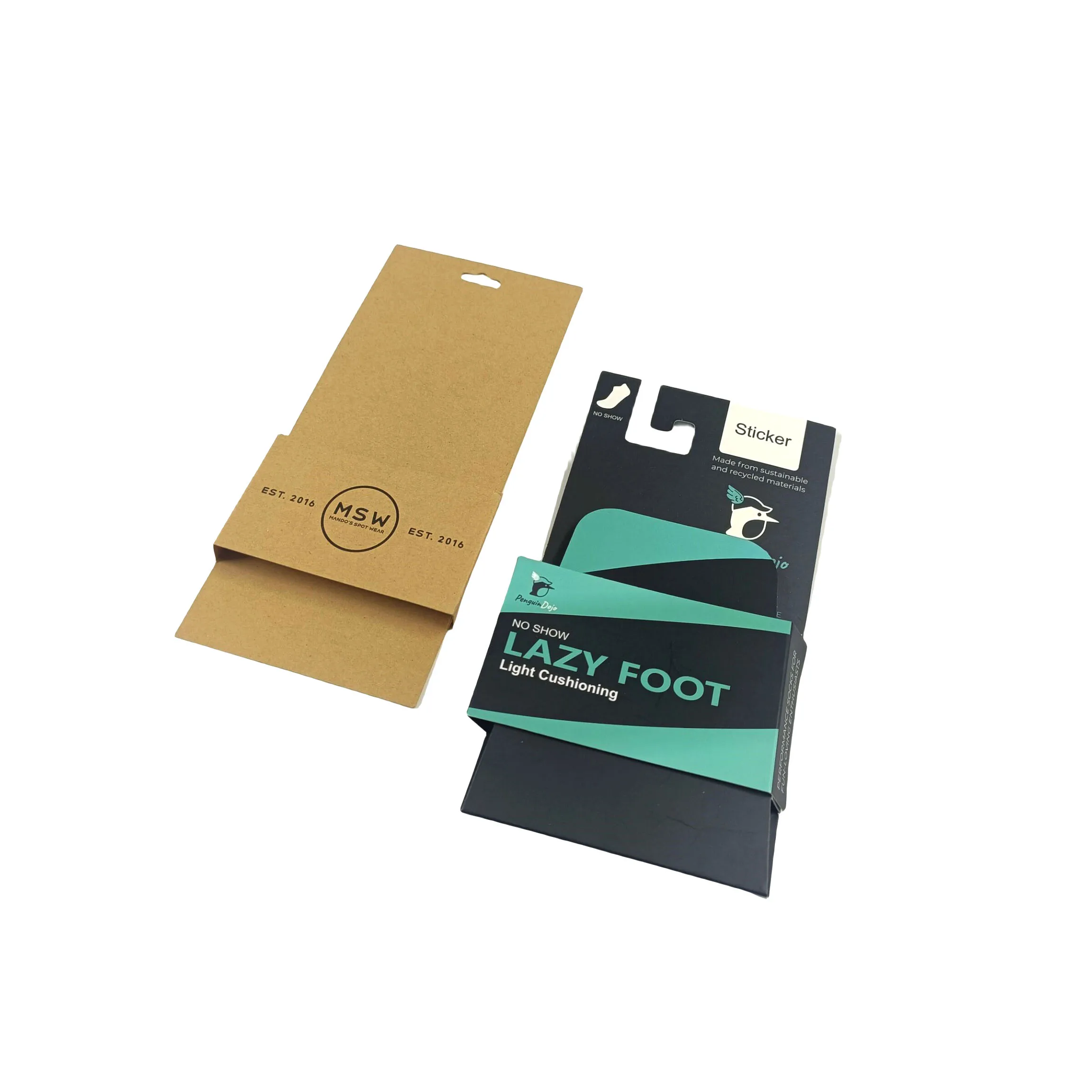 Eco-friendly cheap price retail packaging hang tag folding card band sock packaging