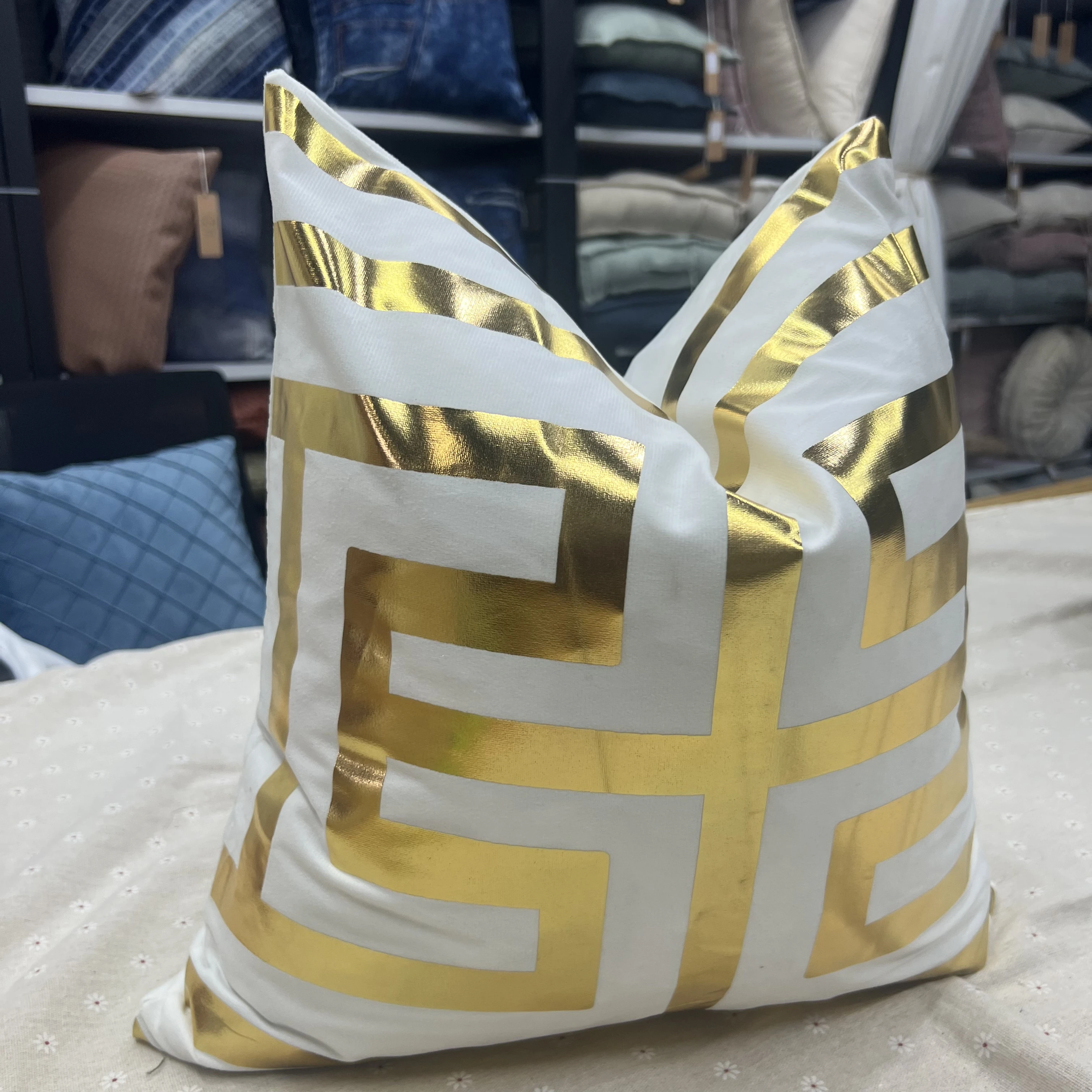 White Gold Luxury Velvet pillow cover Foil Throw Cushion Cover  Soft Nordic Pillowcase Cushion for Bed Sofa Couch