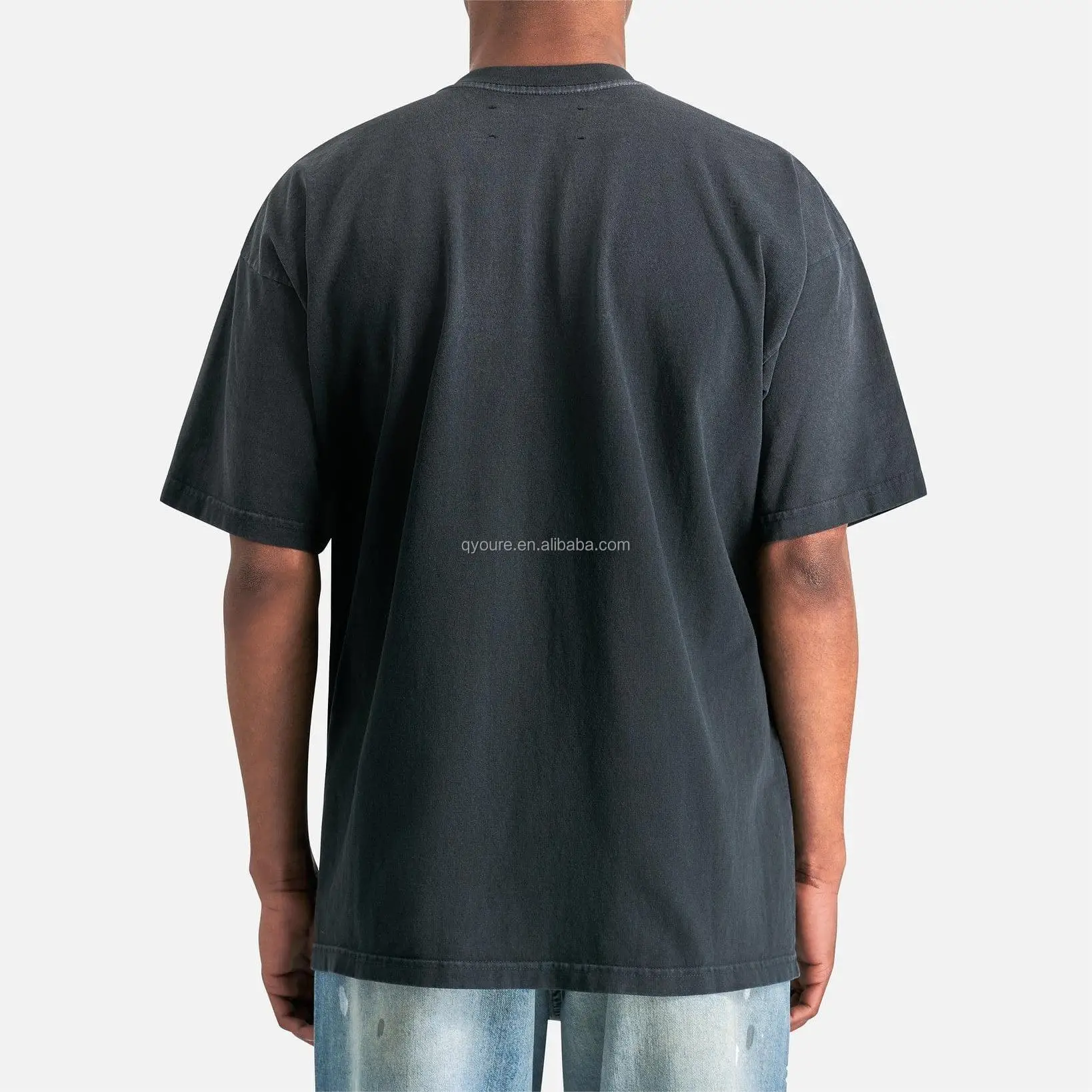 QYOURECLO custom wholesale high quality heavy weight oversized fit cotton mens rhinestone t shirts