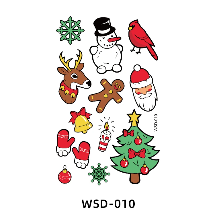 Eco-friendly Temporary Christmas Tattoo Stickers for Kids 3D Water Transfer Feature Paper Application for Body Decor