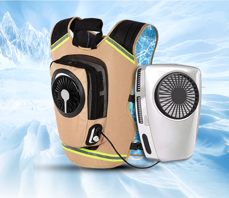 Wearable Cooling Air Conditioning Vest Rechargeable Air Conditioned Clothes 9600mAh Battery Powered Vest for Hot Weather Work