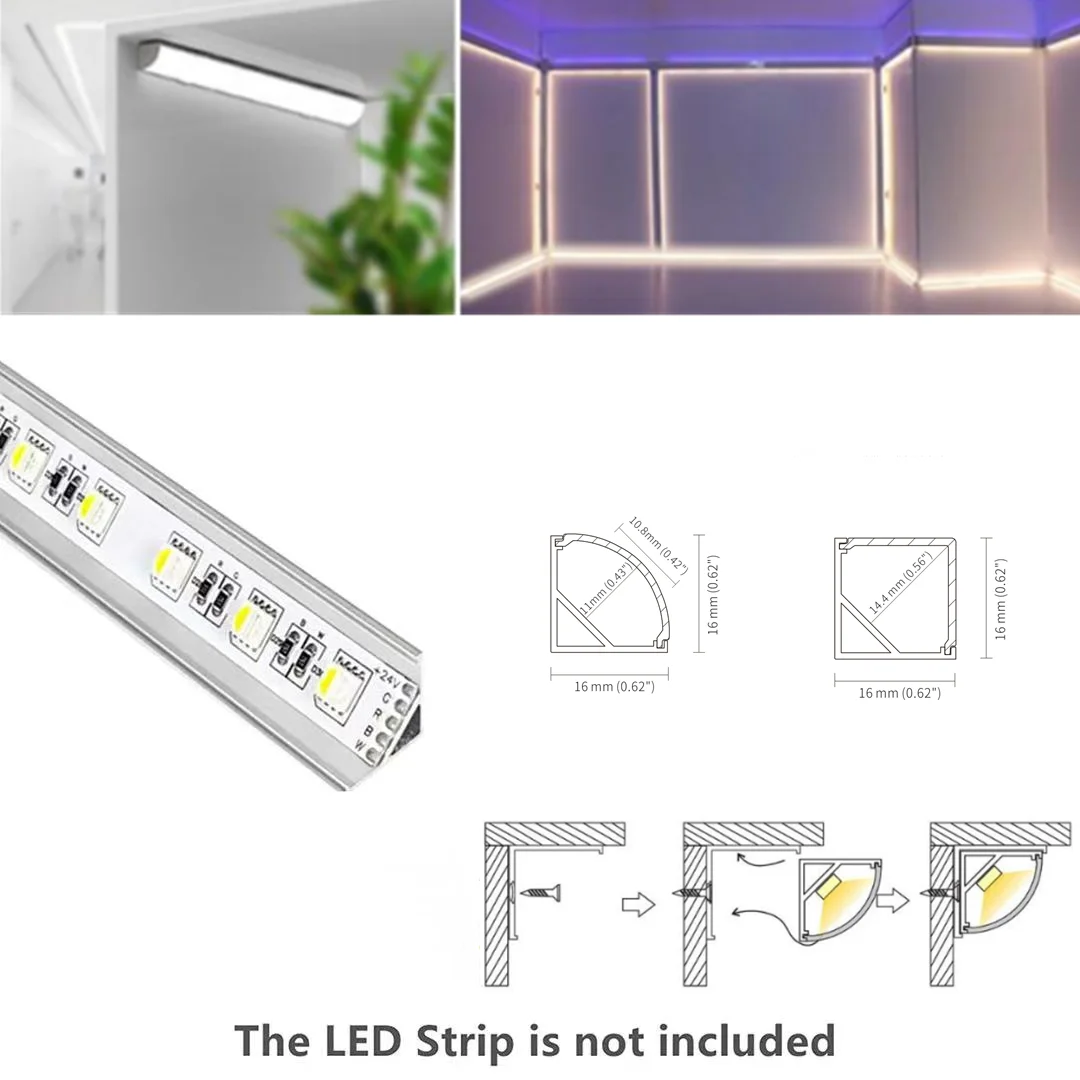 Surface mounting k42 linear lighting profil channel housing extrusion 45 90 degree corner aluminum profile led strip light