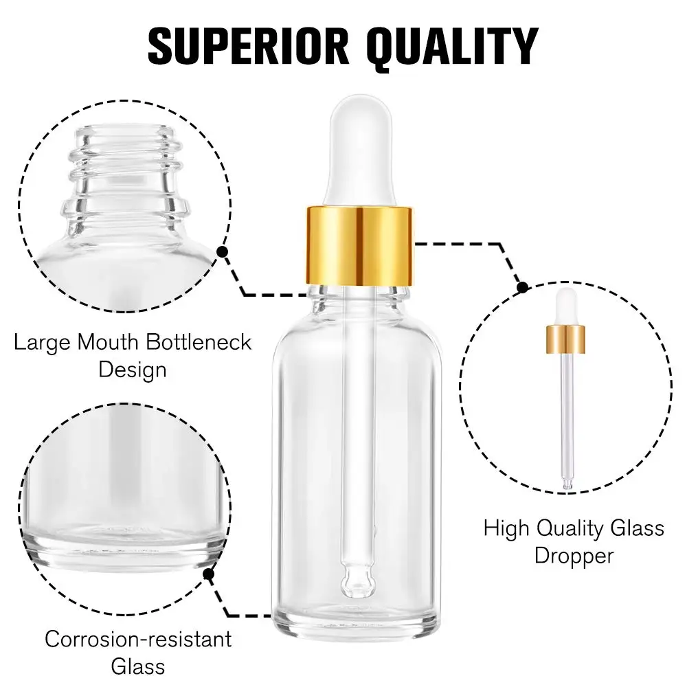2021 New Costom Wholssle Frosting 1 Oz 2 Oz 10 Ml 30Ml Gold Oil Glass Dropper Bottle For Cosmetic Packaging