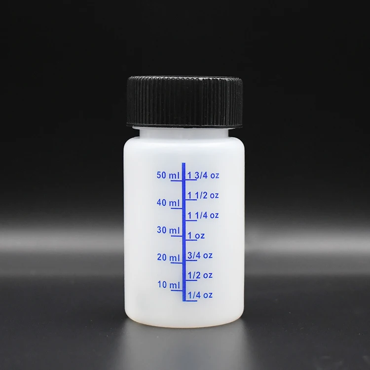 Custom Repair Car Paint 50ml HDPE Natural Color Touch up paint bottle pen with Scale Measuring With Child Resistant Brush Caps