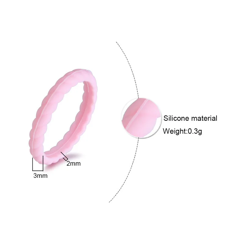 Medical Grade Logo Custom Silicone Rubber Finger Wedding Rings For Women