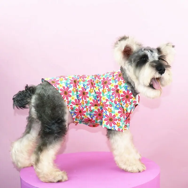 Dog cat clothes Summer thin breathable pet T-shirt Fashion Flower Print Pet T-Shirt