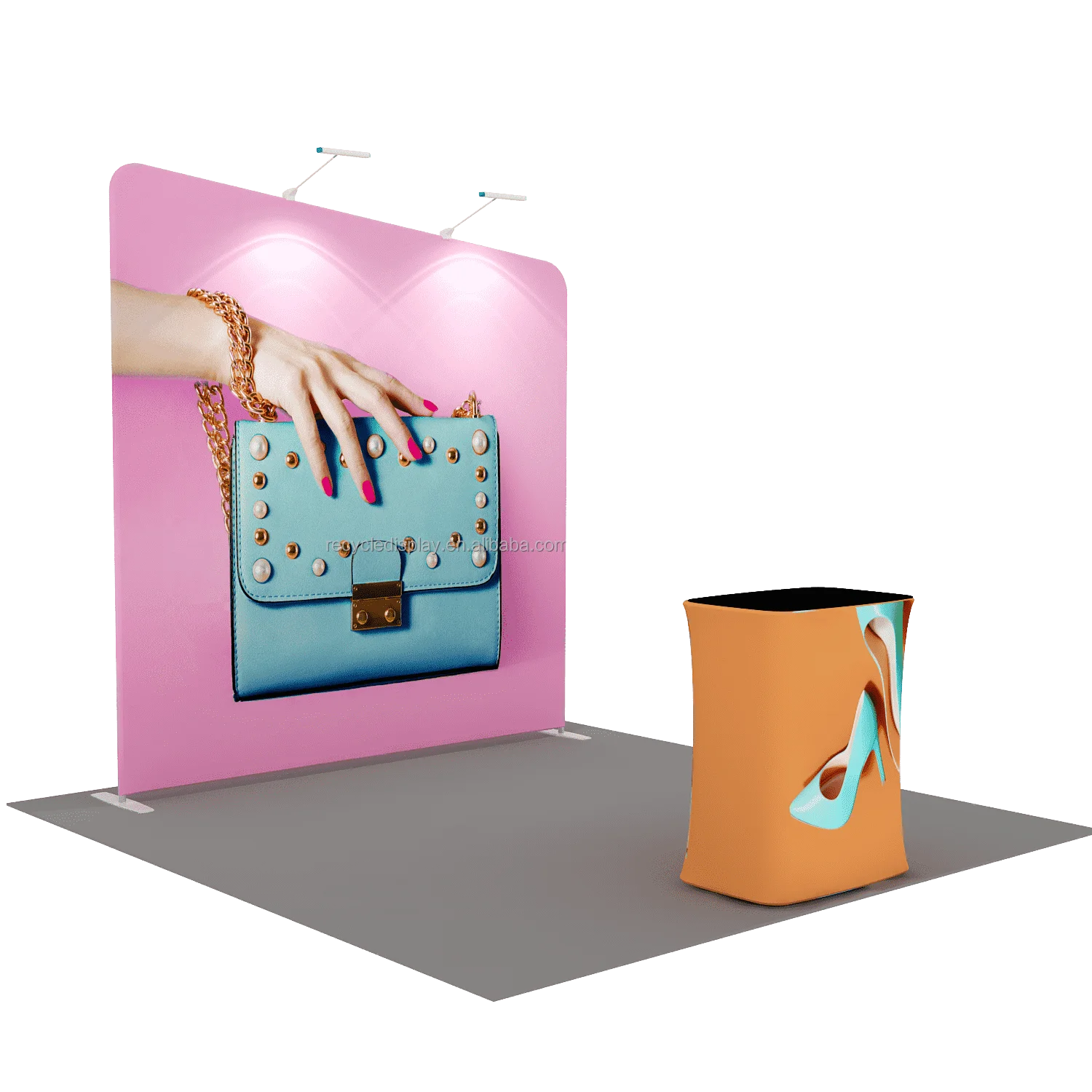 Expo Wall Tension Fabric Backdrop Stand Pop Up Display Design Slatwall Exhibition Booth Stand with light box For Trade Show