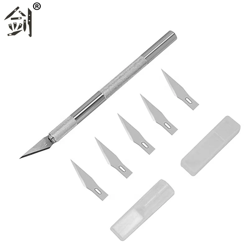 Premium Aluminum Handle Art Craft Hobby Knife with 6 Blades