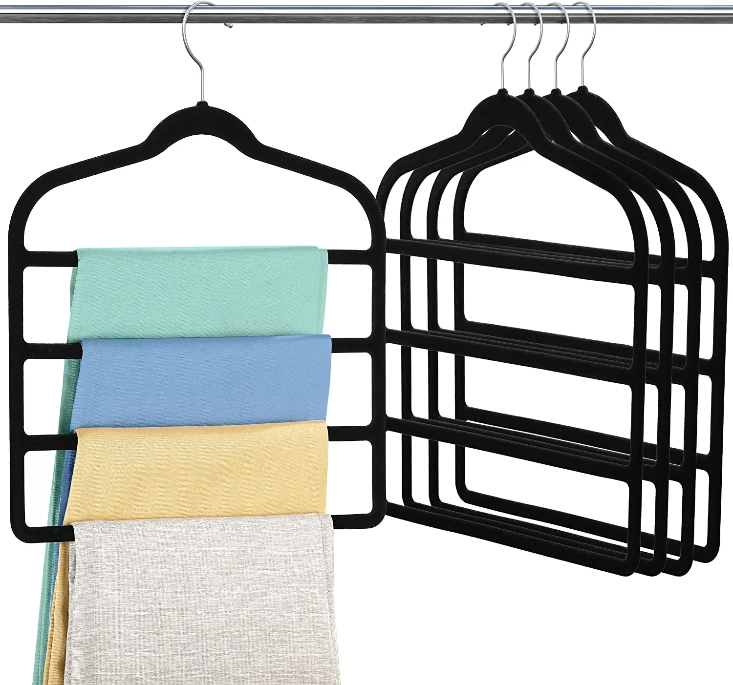 Velvet Space Saving Non-Slip Pants Hanger Jeans Slack Trousers Hangers Multiple Velvet Clothes Hanger Closet Organizer