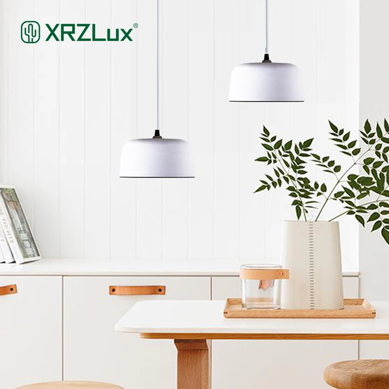 XRZLux Modern Led Pendant Lamp Black White Round Drop Light 24W Indoor Lighting for Dining Room Living Room Chandeliers
