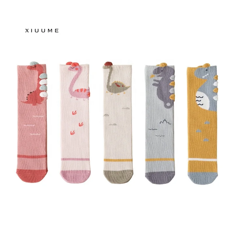 New manufacturer winter cute cartoon dinosaur cotton baby tights knee high socks girl