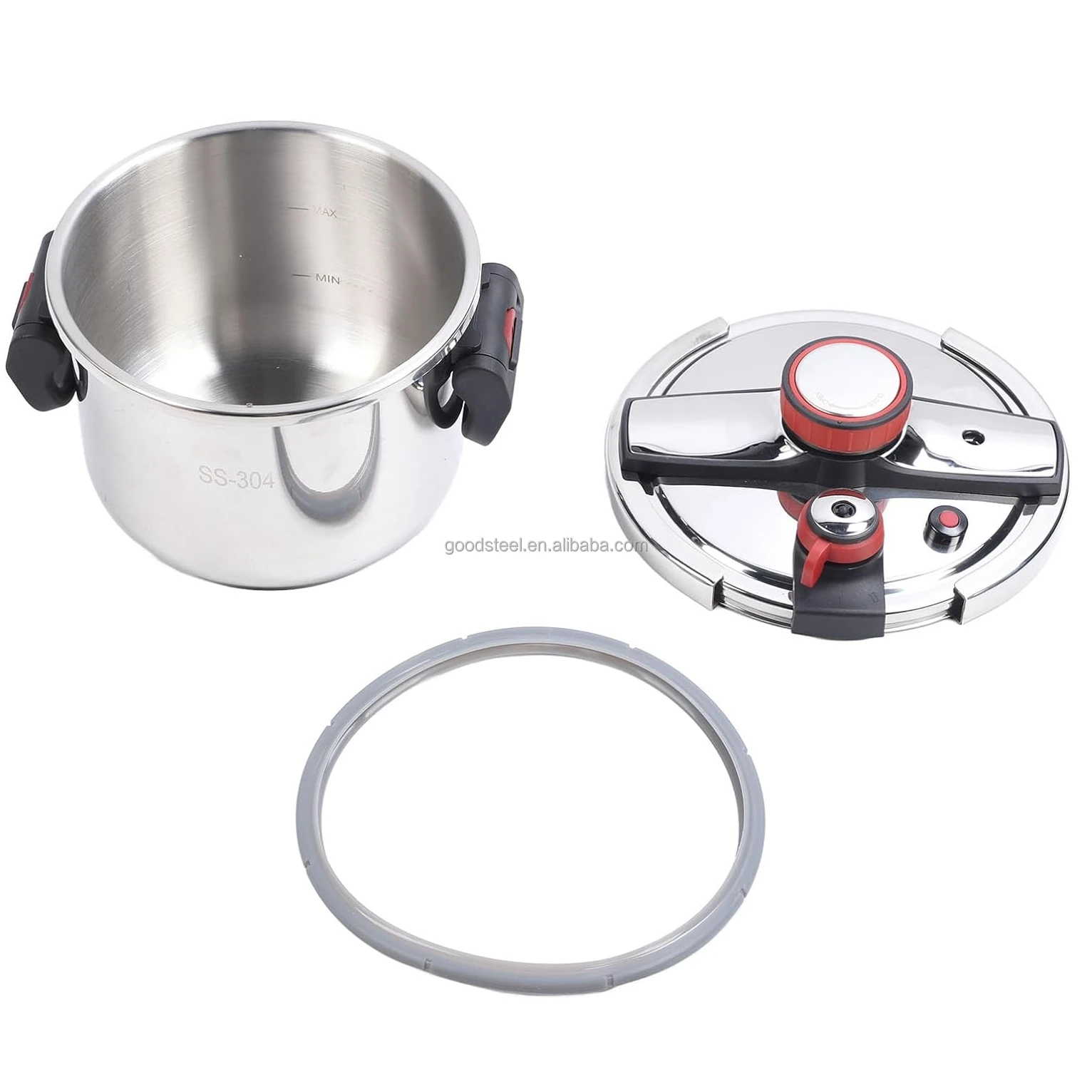 foldable & keep stainless steel pressure cooker folding handle 6.0 L Capacity Pressure Cooker for Gas and Induction Stoves