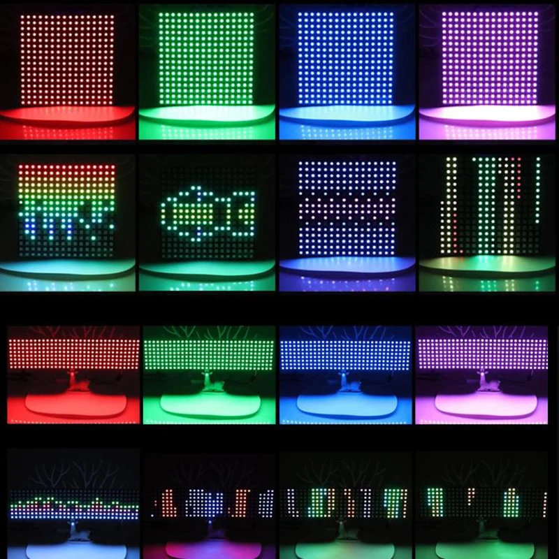 Built-IC Beads Strip Light Point Array 8*32/16*16/8*8 RGB Flex Panel Pixel Screen APA102C/WS2812B/SK6812 Flexible LED Display