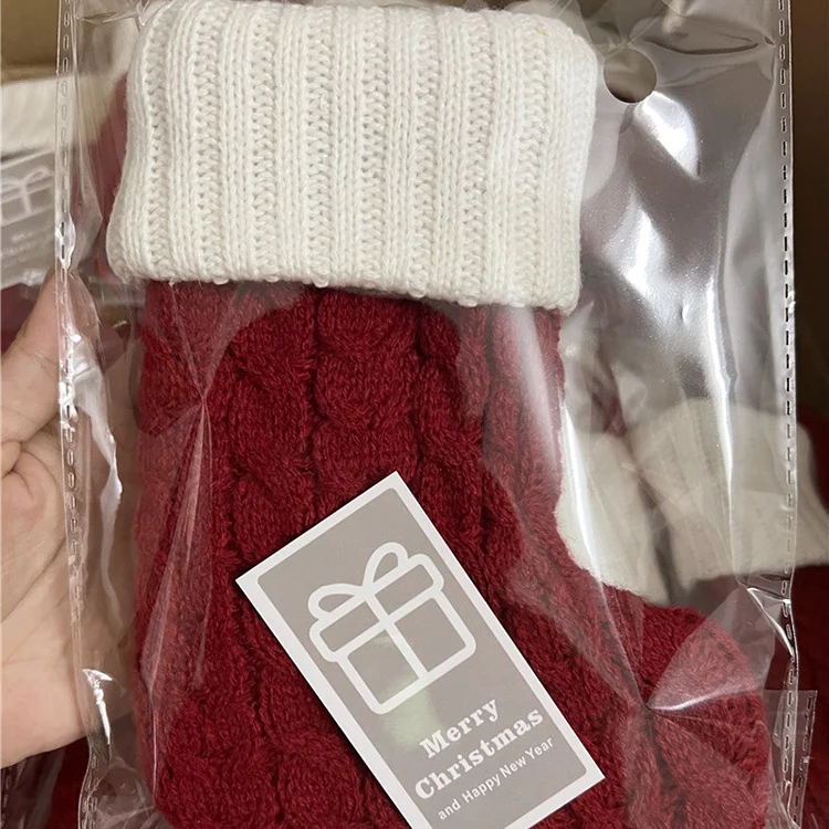 Personalized Red Knit Christmas Stocking Small Socks Gift Bags Christmas Decoration 26 Letters Embroidered Xmas Stockings