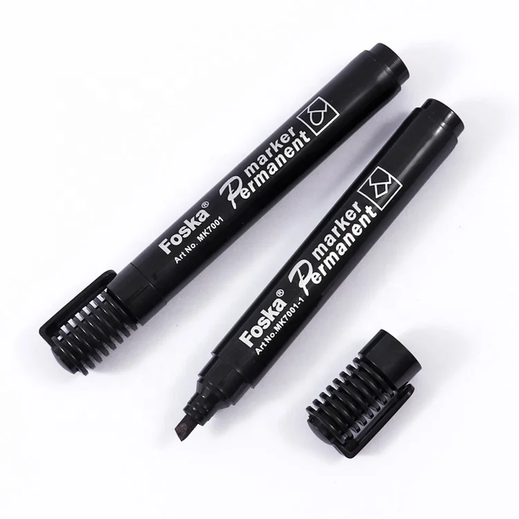 Foska Waterproof Smear Proof Ink Pen Plastic Barrel Pop Bullet Point Permanent Marker Pen Set Black