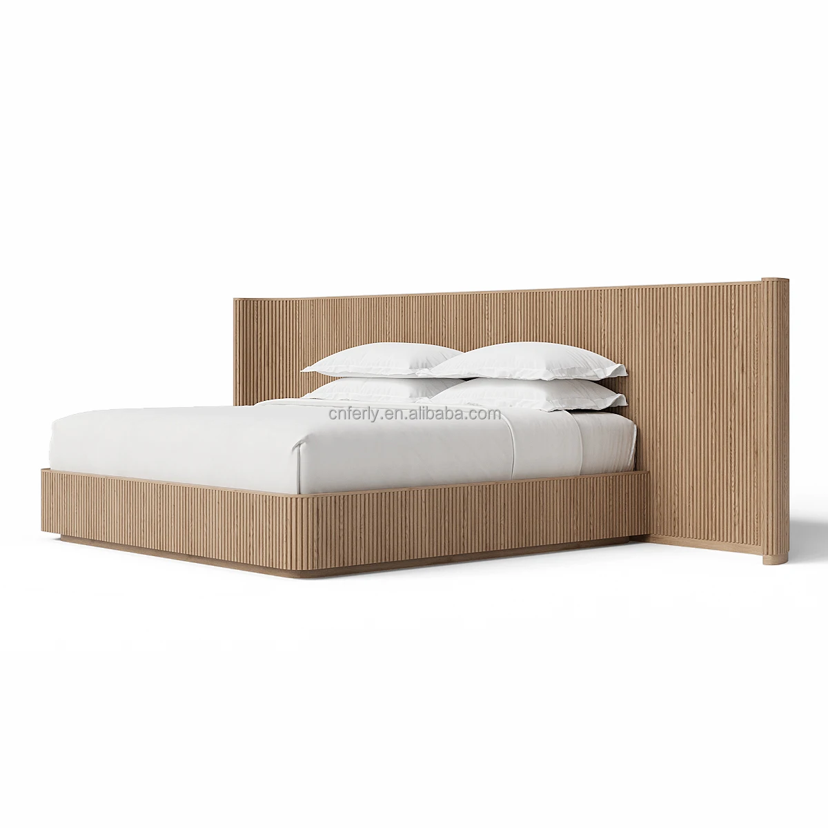 FERLY Luxury American Modern Classic Solid Wood Bedroom Set Contemporary Oak Extended Shelter Bed Home Hotel Double Bed Bunk Bed