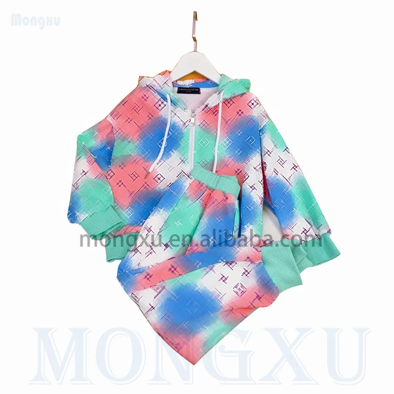 High Quality Designer Kids Clothes Famous Brand Luxury Boy And Girls Winter Outfits Zip Up 2 Piece Jogging Suit Tracksuit Sets