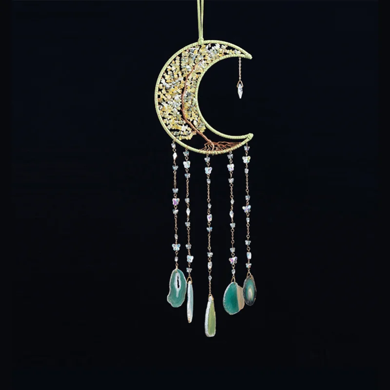 Hotsale Colorful Hanging Sun Catcher with Chain Pendant Ornament Crystal Balls Moon Dream Catcher for Window Home Garden