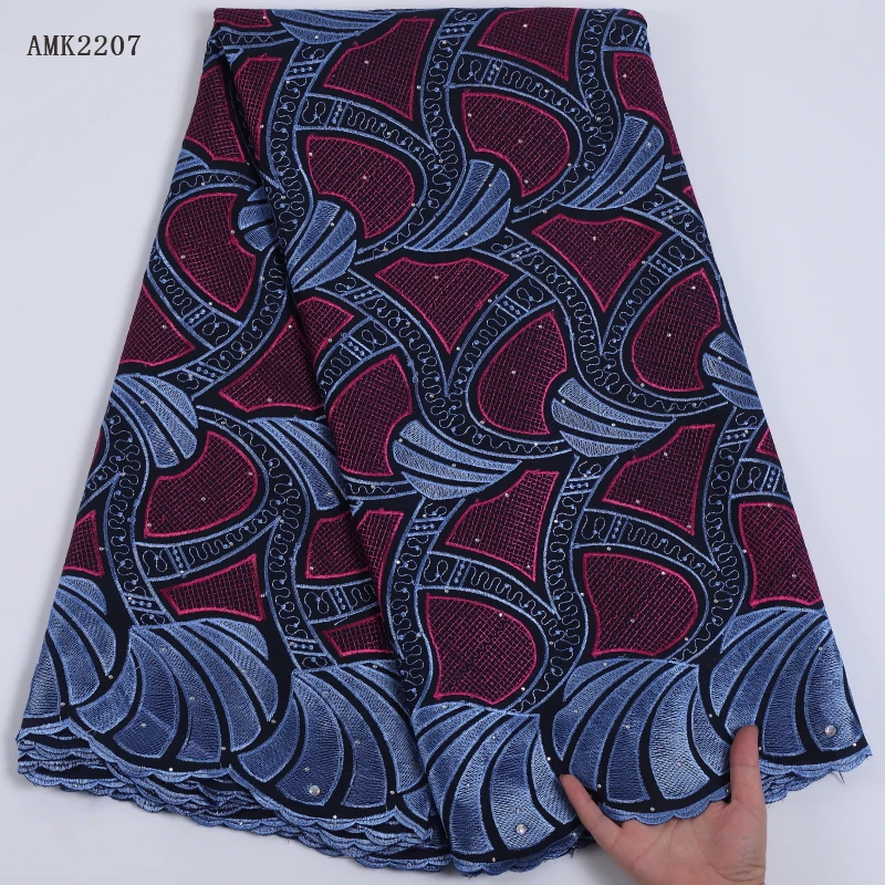 
Swiss Voile Lace fabric 2021 Latest Heavy Embroidery African Pure Cotton Lace fabrics Dubai style 2207 