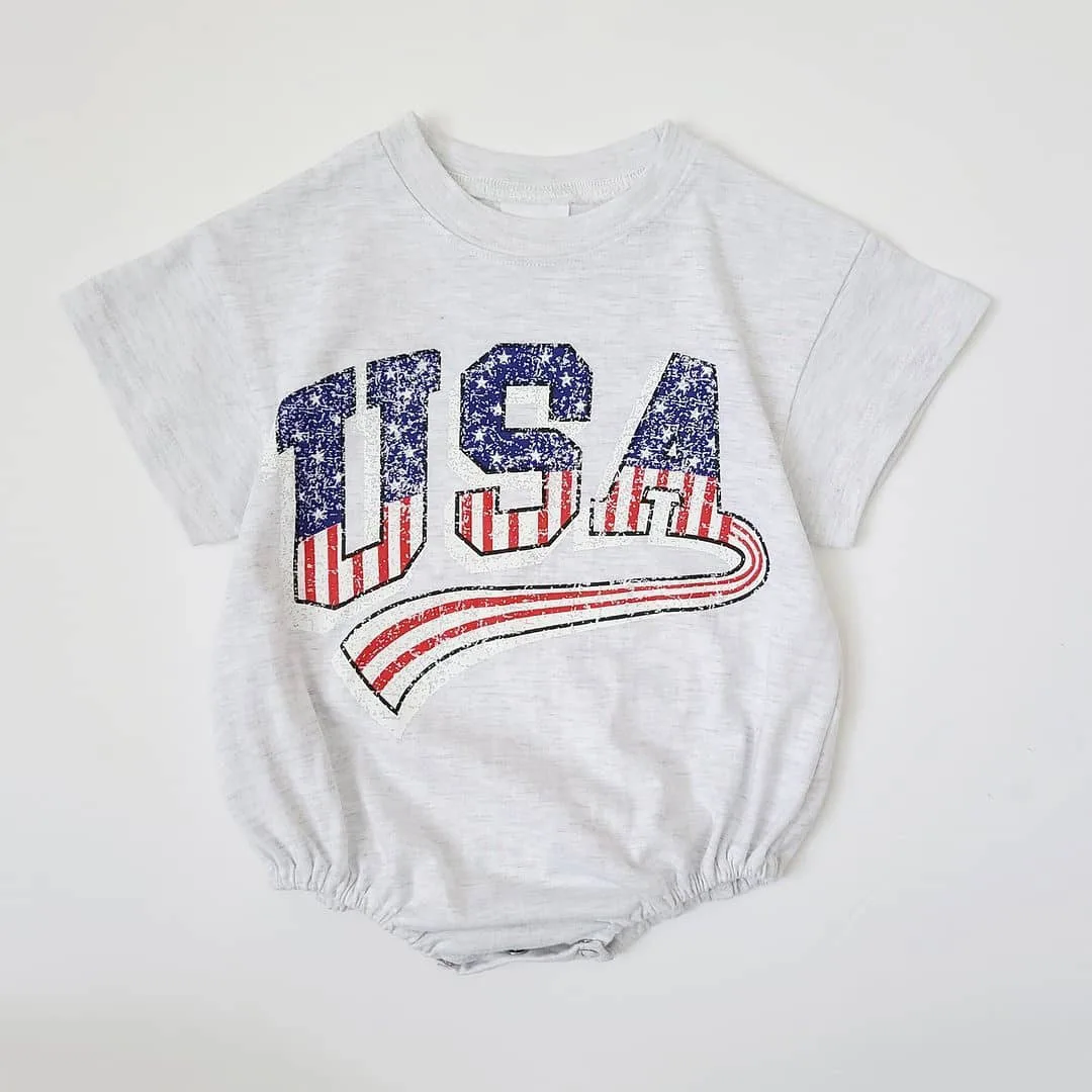 Baby 4th of July Outfit Boy Girl Brothers Sisters Matching Clothes Baby Romper/Toddler Shirts+Shorts American Flag Set