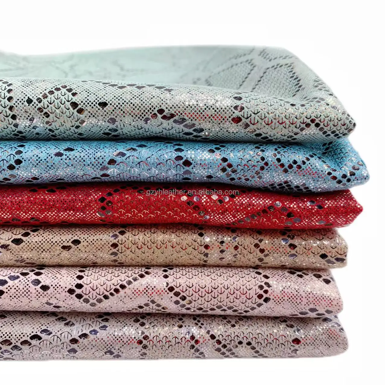 FA-386 shimmer animal snake pattern transfer foil print soft polyester velvet fabric for garment clothing shoes bags