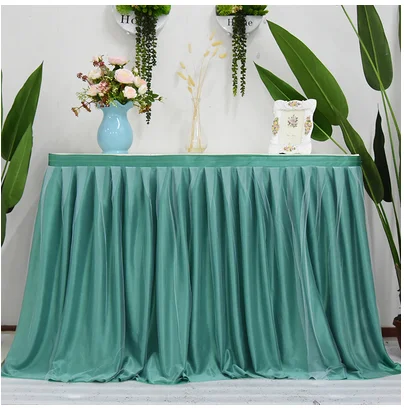 
Wholesale Table Skirt Banquet Wedding Decoration Baby Blue Shower 