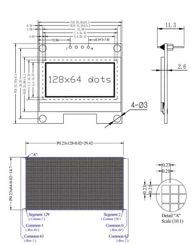 1 3 дюймовый светодиодный модуль IIC Серийный белый ooled 128X64 I2C SSD1306 12864 ЖК-экран VDD GND SCK SDA