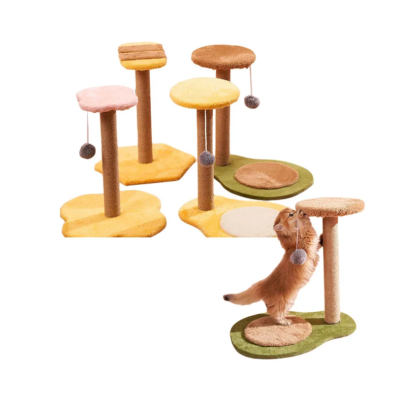 Durable Natural Sisal Cat Trees & Scratcher Scratch Post Cat Tree Wooden Cat Scratching Post Sisal