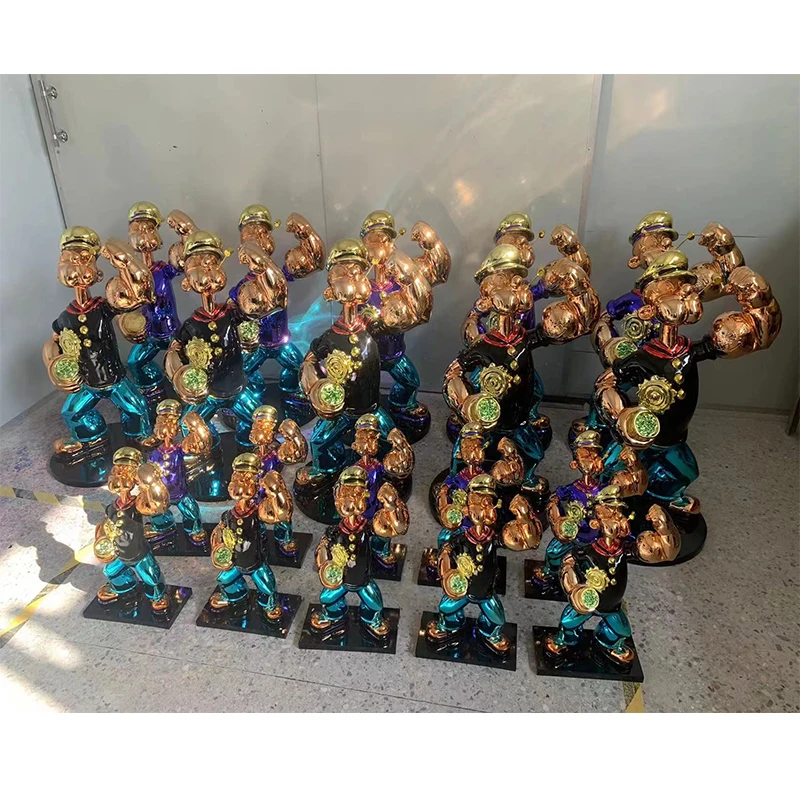 Высококачественная Гальваническая скульптура Popeye на заказ 4 фута 5 футов 150 см Статусная из стекловолокна