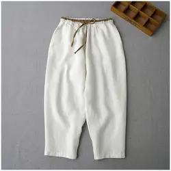 Harun Pants Korean Women Casual Loose Cotton And Linen Pants Spring And Summer Pure Color Nine Points Pants