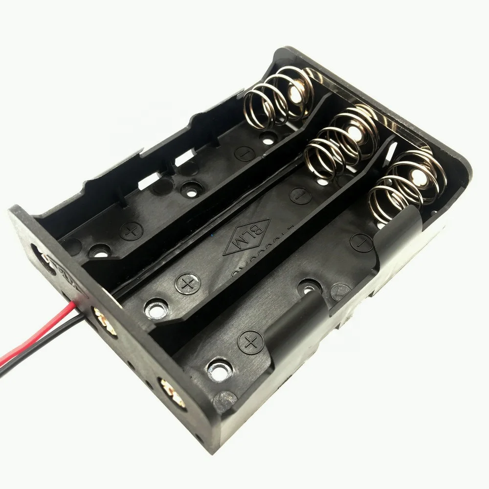 Three 3*18650 cell box with wire leads 150mm 18650 parallel 3.7V battery holder