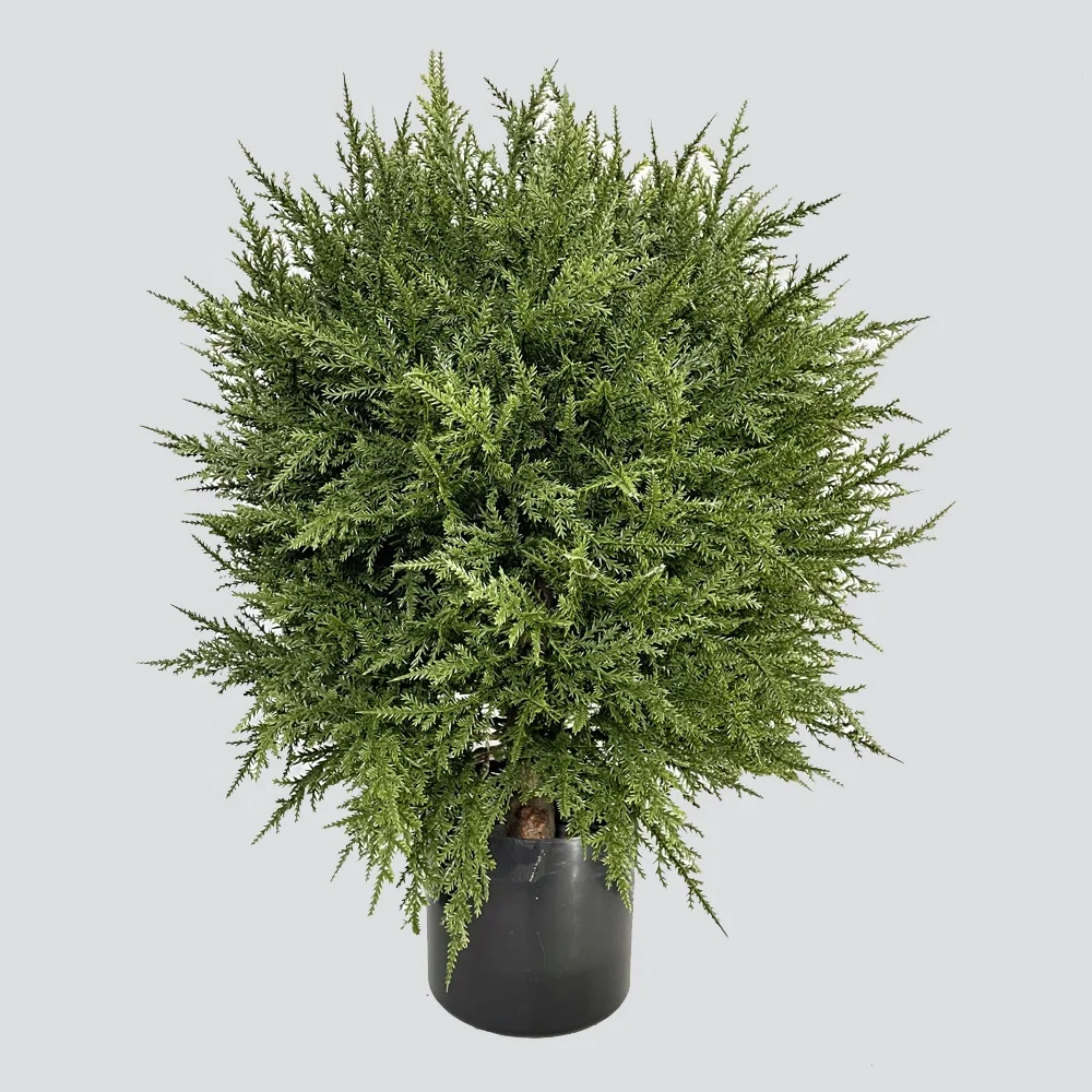 artificial boxwood single ball topiary in wood truck with black plastic pot uv protected outdoor and indoor plant