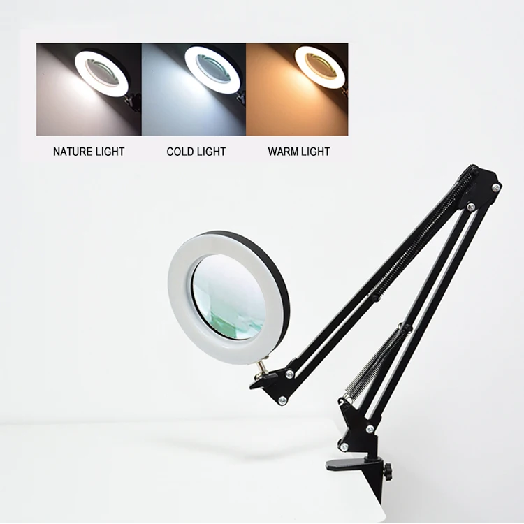 Popular 5D Magnifying Glasses Lamp Traditional Magnifier LED Table Lamp Stepless Dimming Magnifying Lamp