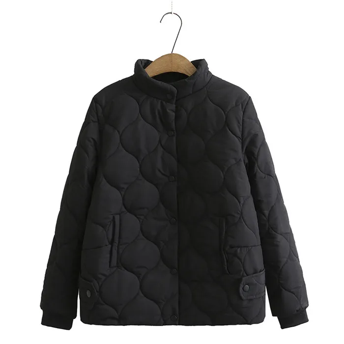 
Large Size Women Cotton Padded Parkas 2021 Fashion Winter Stand up Collar Single breasted Jackets Thick Warm Coat 