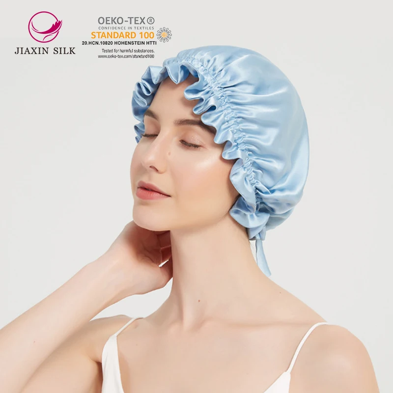 100% pure Silk Bonnet Sleep Bonnet Extra Large Double Layer Reversible Adjustable for Sleeping Hair Bonnet